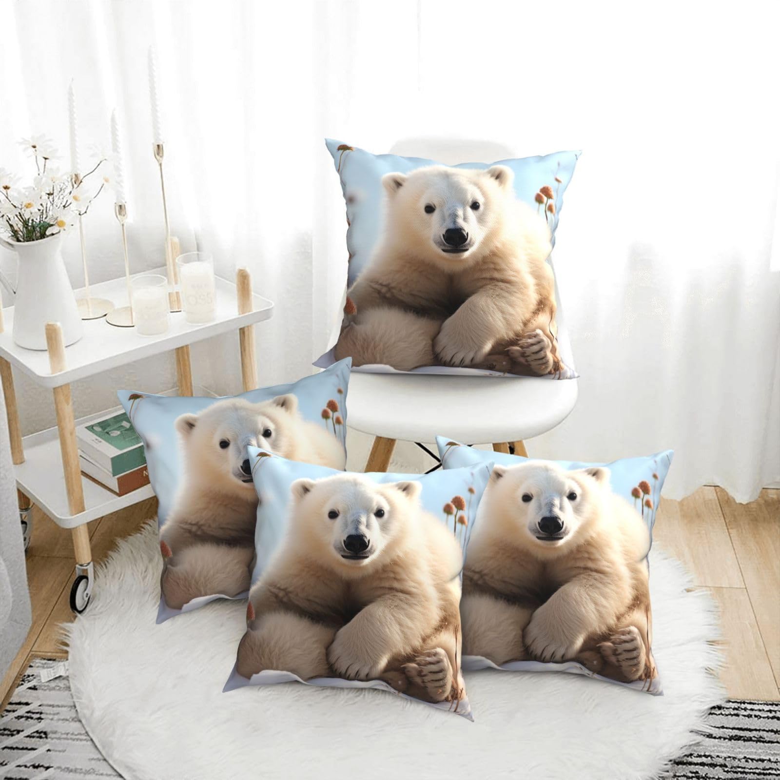 Amazon.com: Throw Pillow Cover Set of 4 Pillowcase Cute Polar Bear